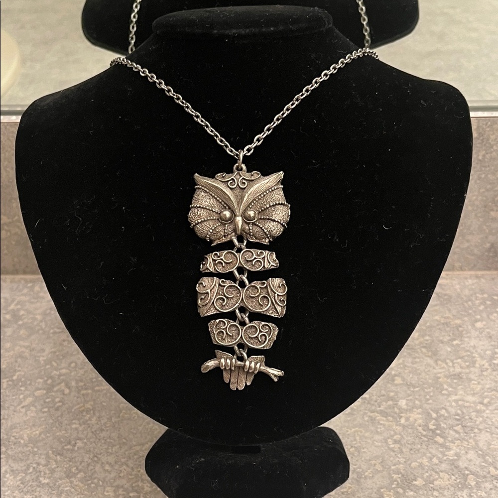 Silver Owl Pendant Necklace